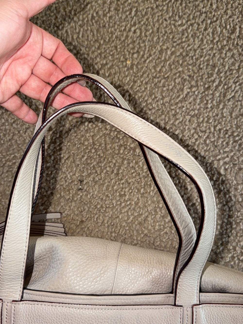 kate spade Pebbled Light Gray Leather Tote - Picture 6 of 7